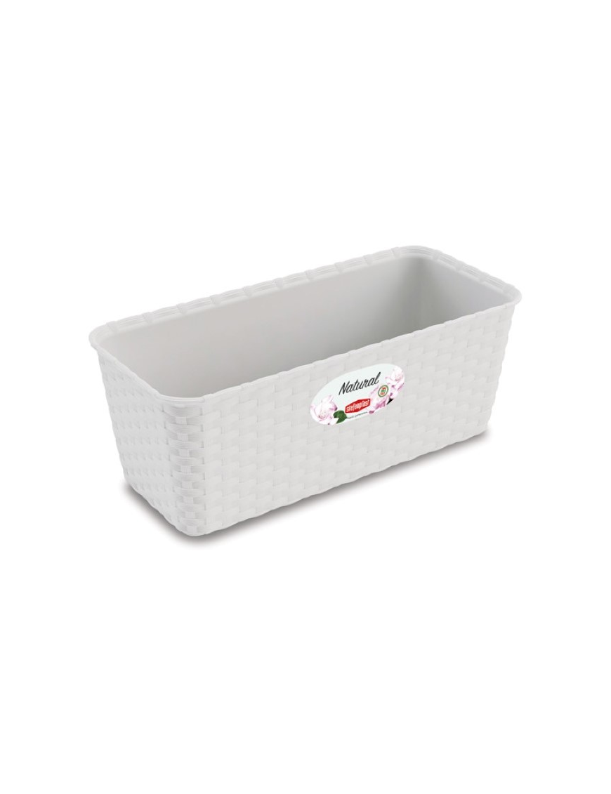 FIORIERA NATURAL 30cm BIANCO CON RISERVA ACQUA