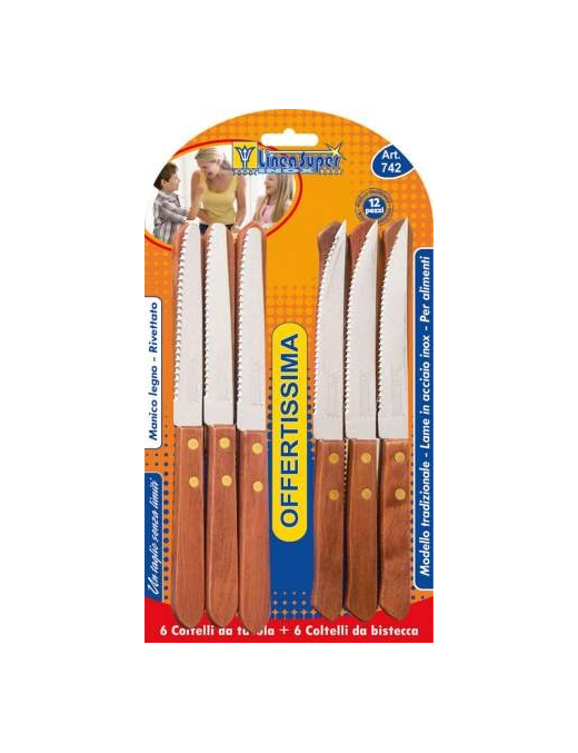 COLTELLI 12 PEZZI 6 DA TAVOLA+6 DA BISTECCA