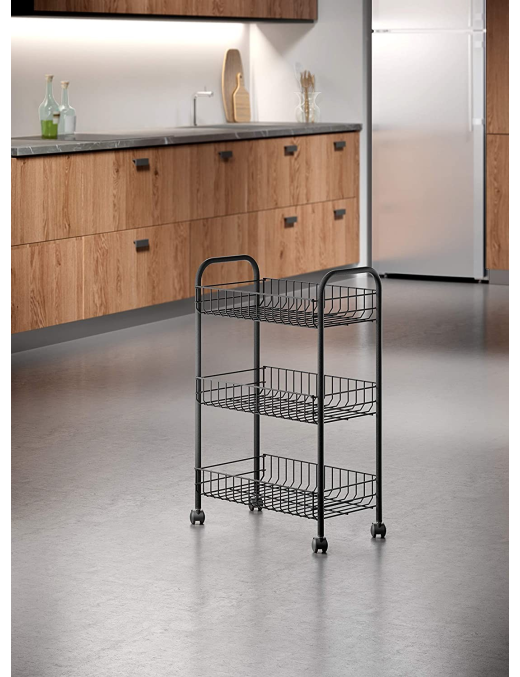 BLACK 3-SHELF SHELF LUGANO 41x23x63 CENTIMETERS