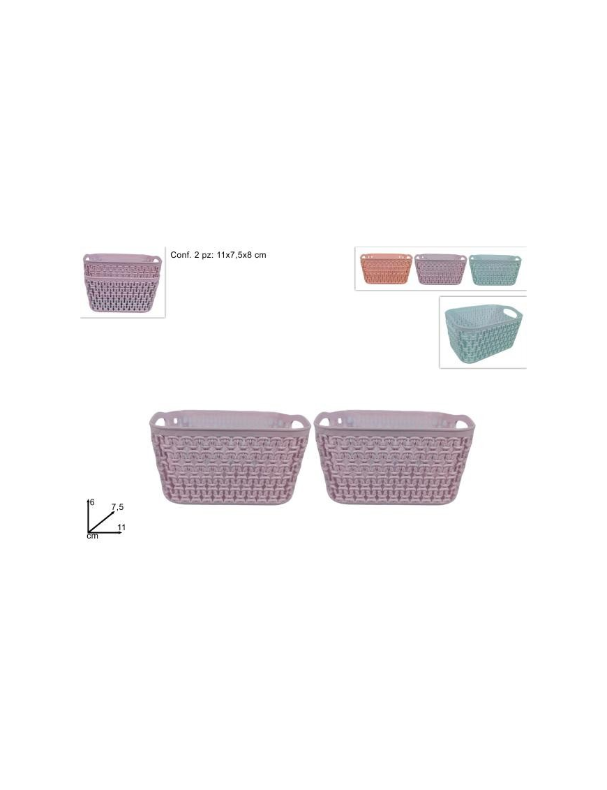 2-PIECE RECTANGULAR PLASTIC BASKET