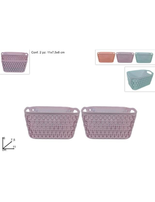 2-PIECE RECTANGULAR PLASTIC BASKET