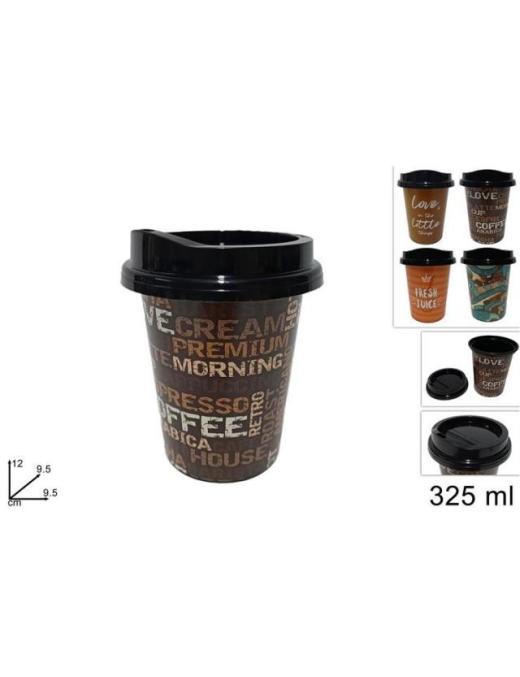 BICCHIERE CAFFE' CON COPERCHIO 325 MILLILITRI