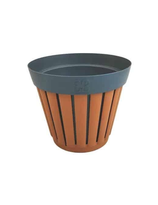 KRETA TERRACOTTA/ANTHRACITE VASE, DIAMETER 20 CENTIMETERS