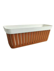 TERRACOTTA/WHITE KRETA PLANTER 40 CM