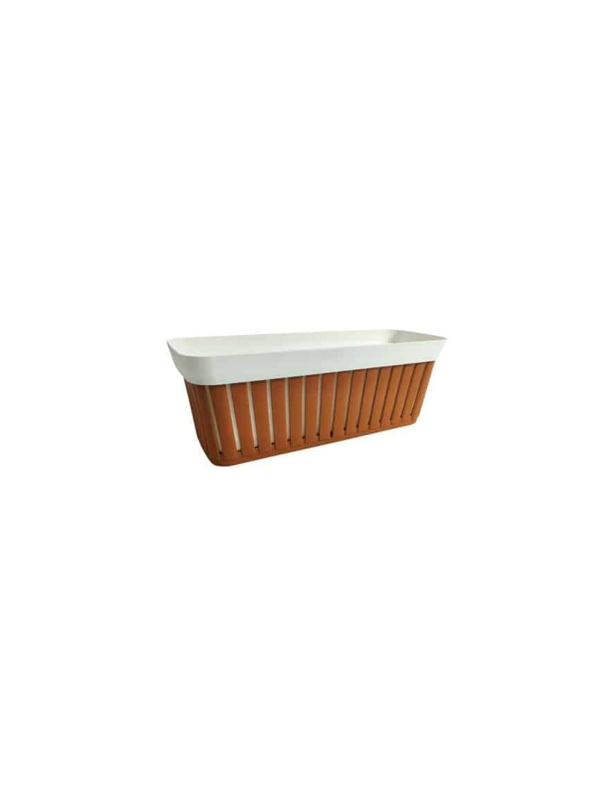 TERRACOTTA/WHITE KRETA PLANTER 40 CM