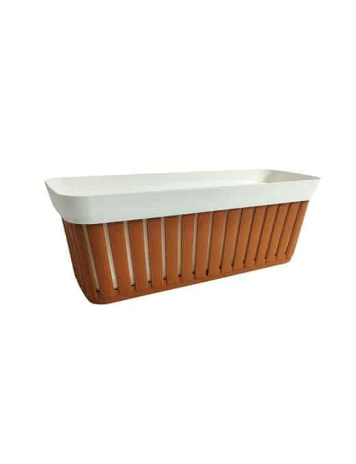TERRACOTTA/WHITE KRETA PLANTER 40 CM