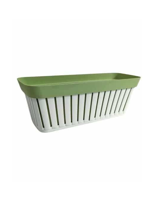 PLANTER WHITE/GREEN KRETA 40 CENTIMETERS