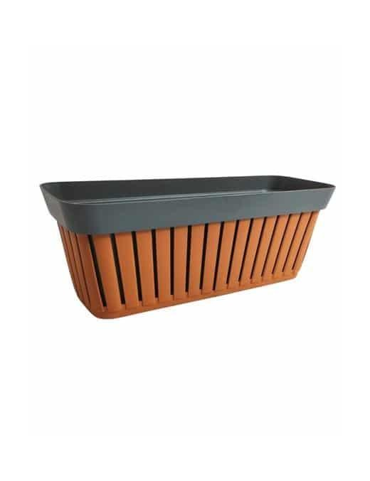 TERRACOTTA/ANTHRACITE PLANTER KRETA 50 CENTIMETERS