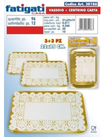 TRAY+RECTANGULAR DOILY 3 PIECES 22x15 CENTIMETERS