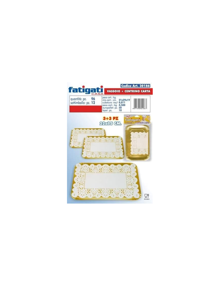 TRAY+RECTANGULAR DOILY 3 PIECES 22x15 CENTIMETERS
