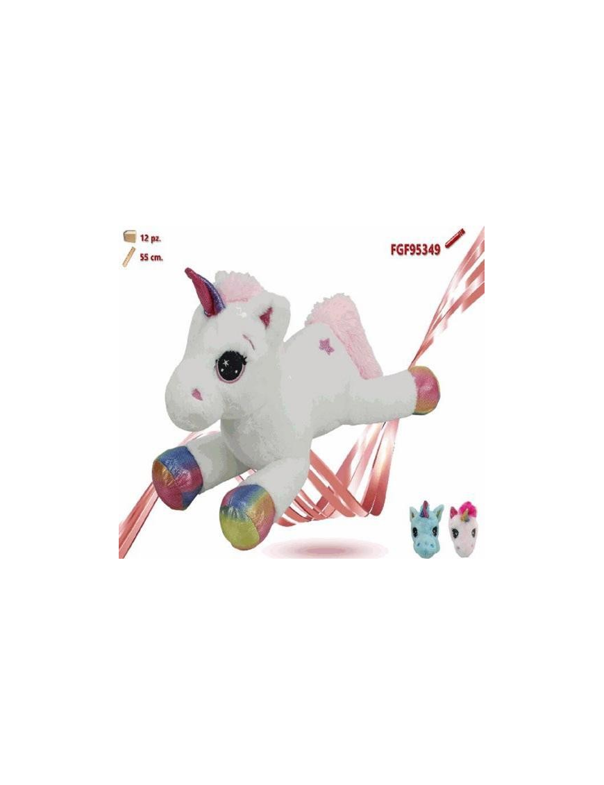 UNICORNO PELUCHE SDRAIATO 55 CM