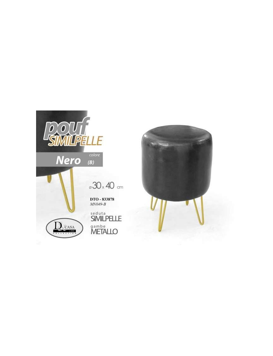 L.SIMILPELLE NERO POUF 30x40 833878$$