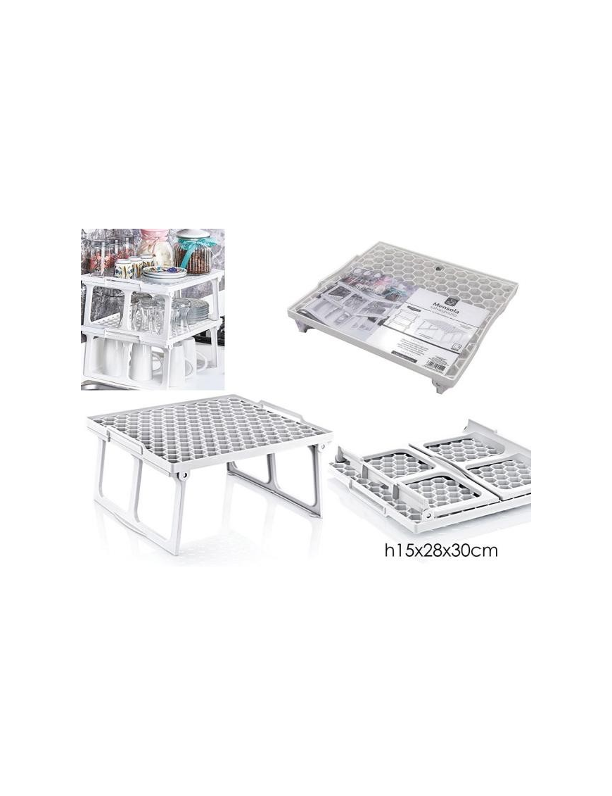 WHITE SHELF WITH FOLDABLE FEET 28x30 CENTIMETERS