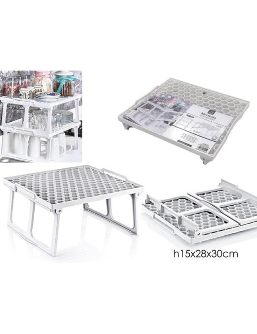 WHITE SHELF WITH FOLDABLE FEET 28x30 CENTIMETERS