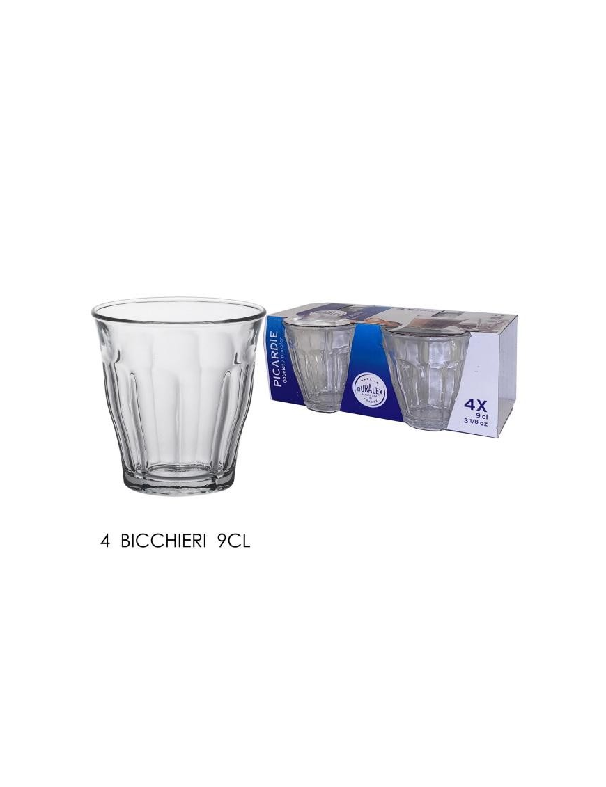DURALEX BICCHIERI PICARDIE 4 PEZZI 9 CENTILITRI