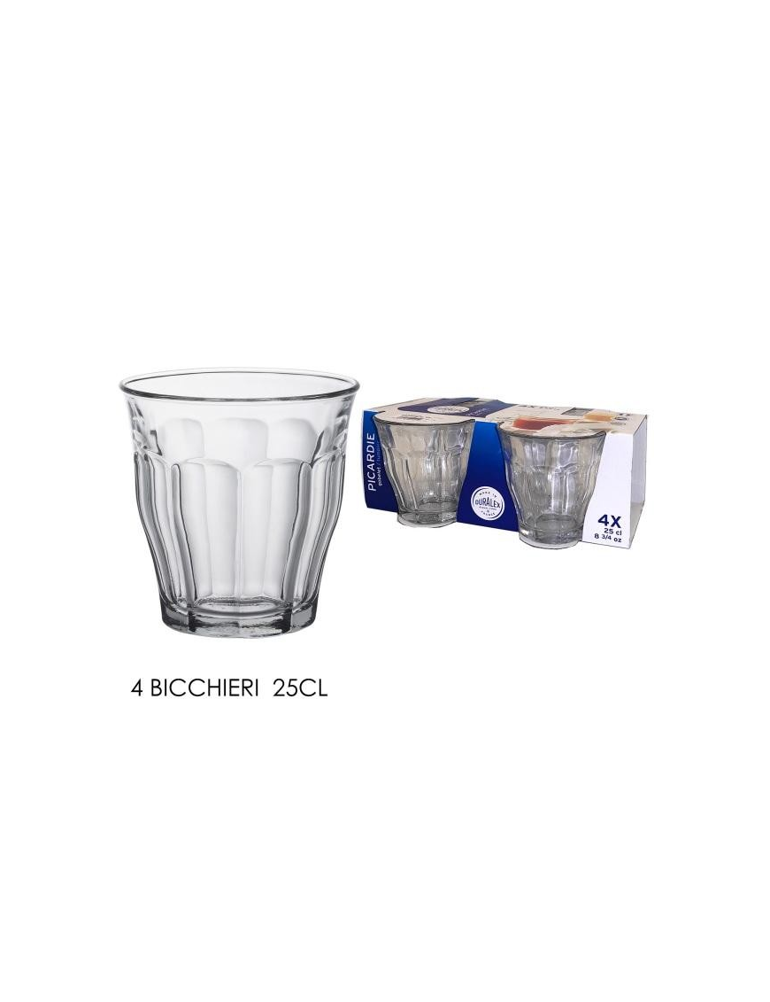 DURALEX BICCHIERI PICARDIE 4 PEZZI 25 CENTILITRI