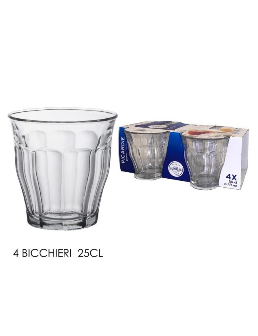 DURALEX BICCHIERI PICARDIE 4 PEZZI 25 CENTILITRI