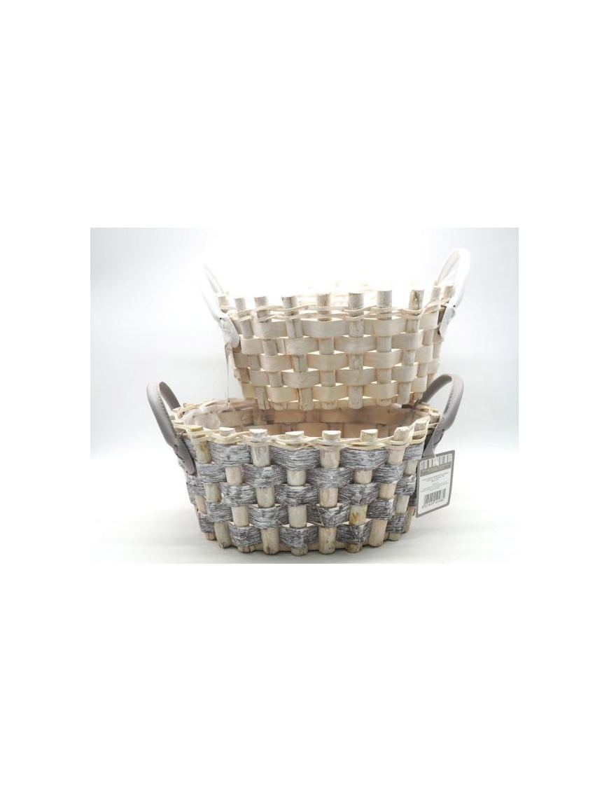 OVAL WOVEN WOOD BASKET 17x30x24 CENTIMETERS