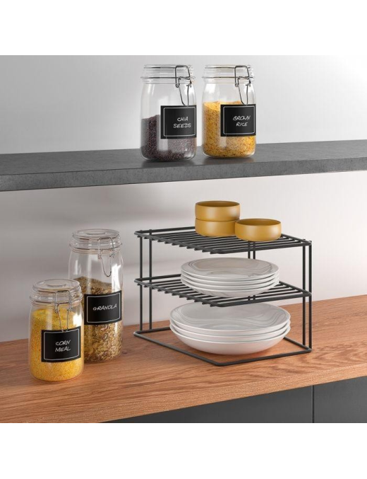 BLACK CORNER SHELF 2 TIERS 25x25x19 CM