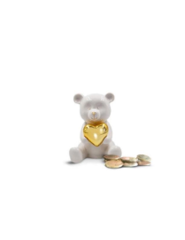 WHITE BEAR PIGGY BANK WITH HEART 12 CENTIMETERS