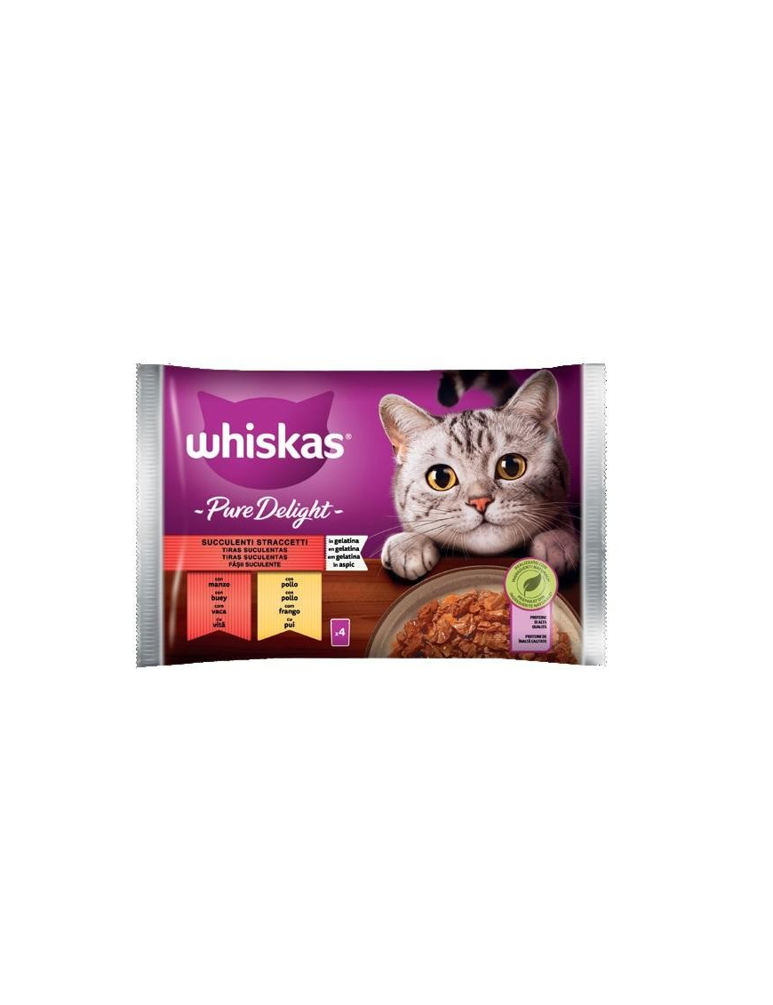 WHISKAS PURE DELIGHT STRACCETTI 4x85 GRAMMI