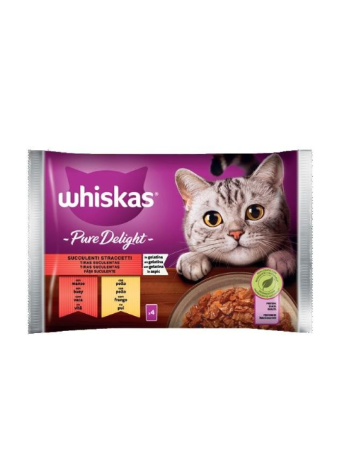 WHISKAS PURE DELIGHT STRACCETTI 4x85 GRAMS