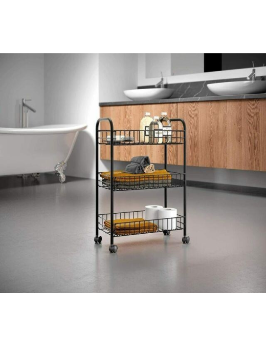 BLACK 3-SHELF SHELF LUGANO 41x23x63 CENTIMETERS