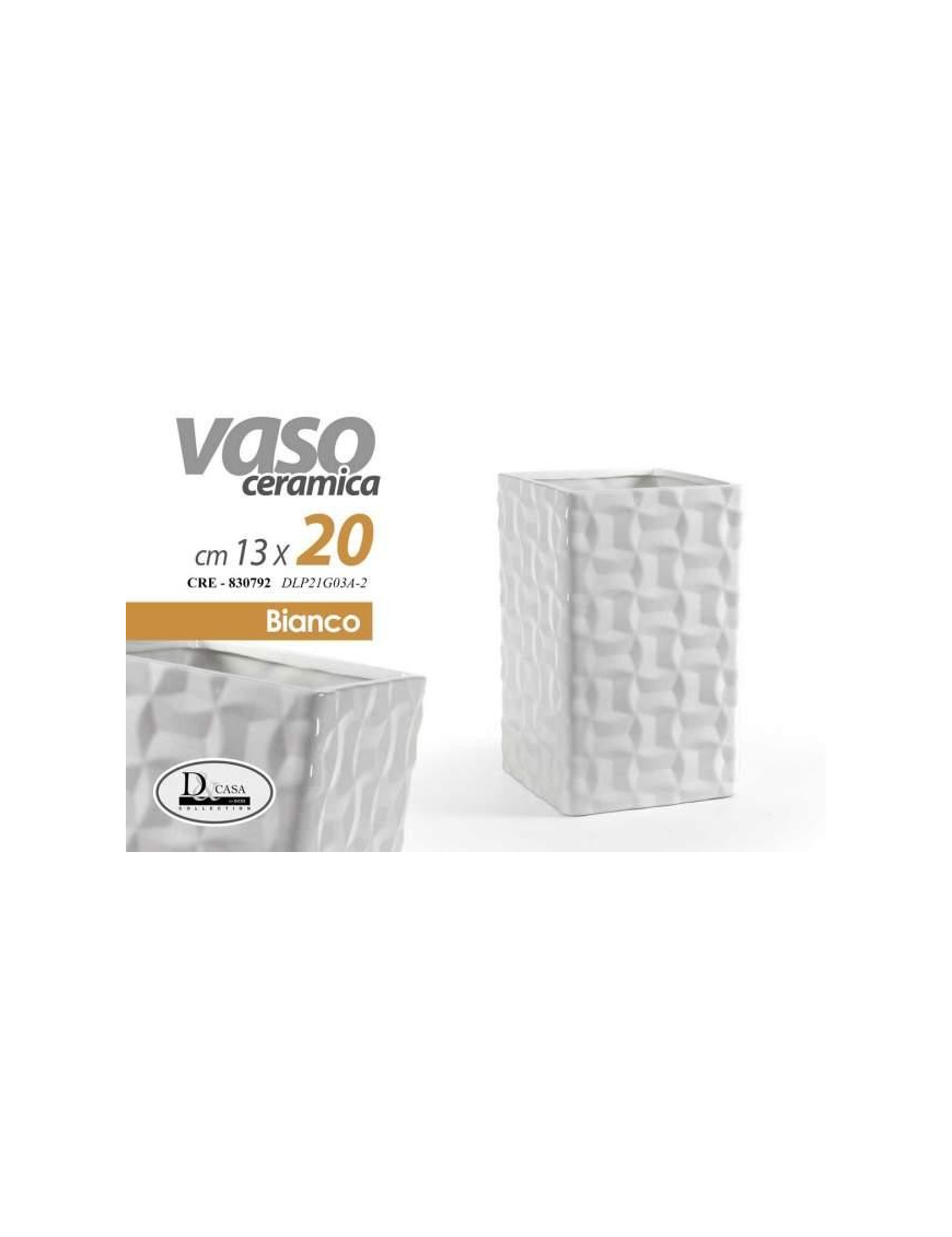 WHITE SQUARE VASE 13x13x20 cm