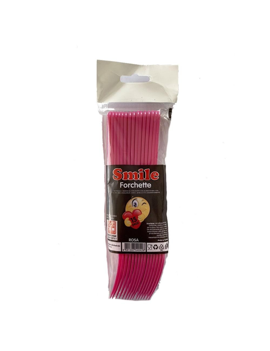 SMILE FORKS PACK OF 15 PIECES, PINK color
