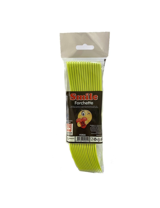 SMILE colore  VERDE FORCHETTE CONFEZIONE 15 PEZZI