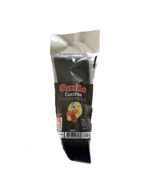 SMILE BLACK color SPOONS PACK OF 15 PIECES