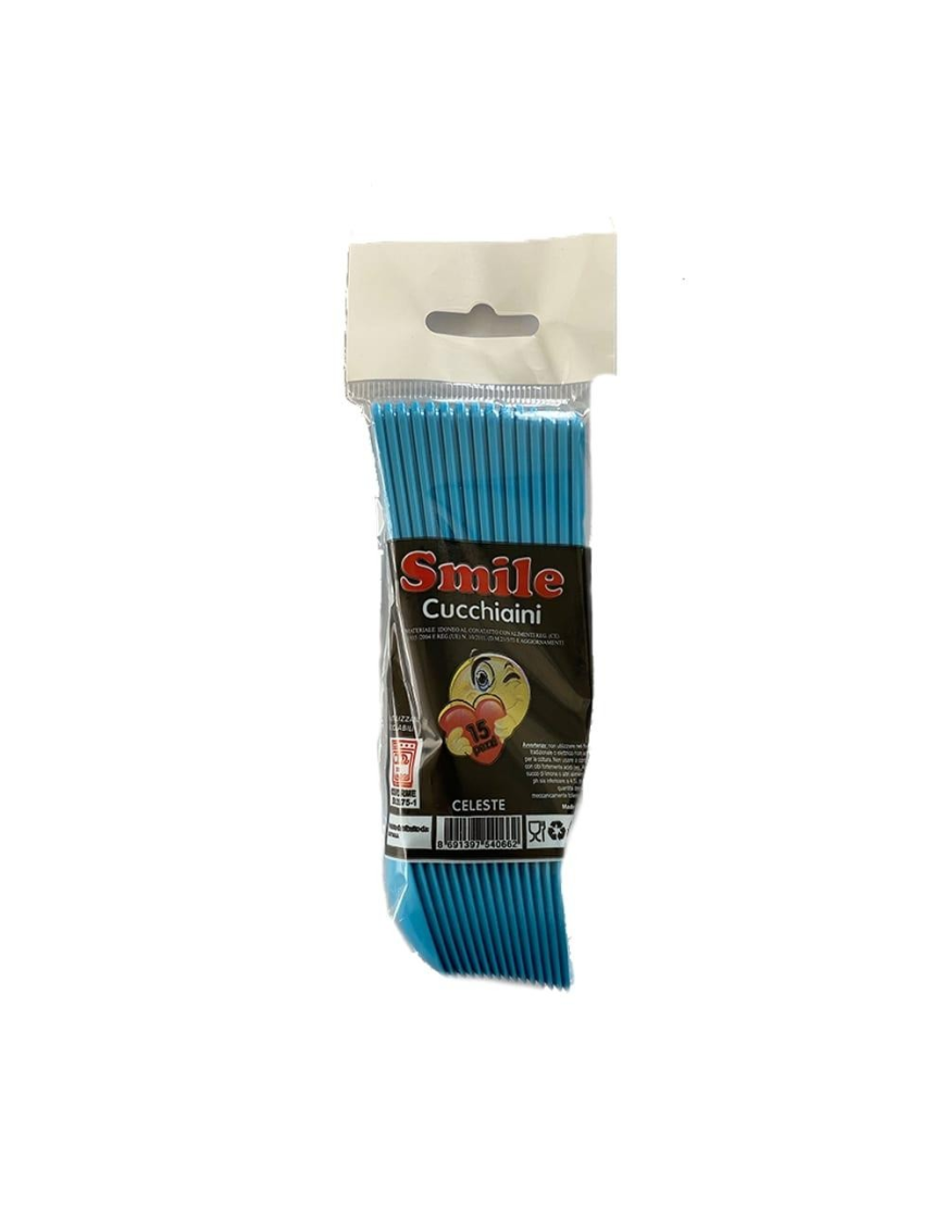 SMILE colore  AZZURRO CUCCHIAINI CONFEZIONE 15 PEZZI