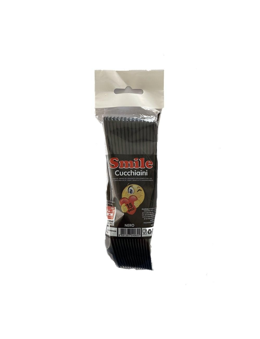 SMILE colore  NERO CUCCHIAINI CONFEZIONE 15 PEZZI