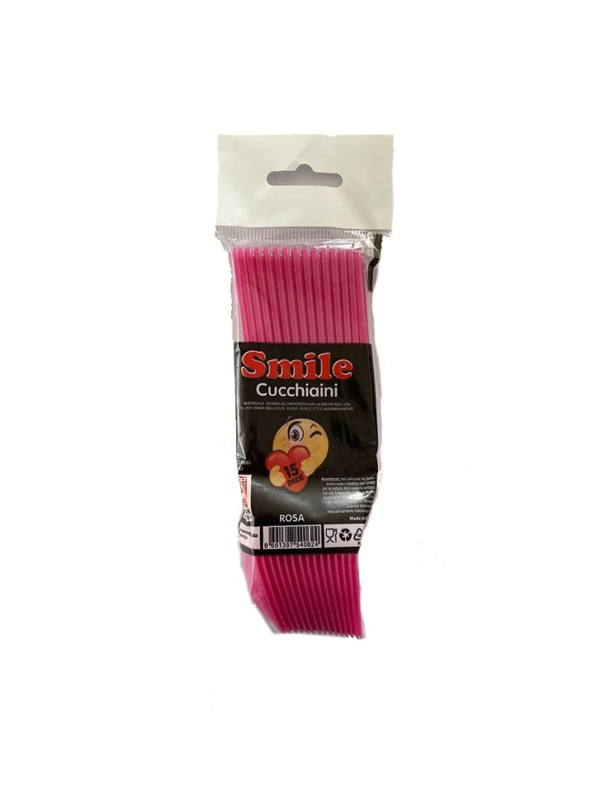 SMILE PINK SPOONS PACK OF 15 PIECES
