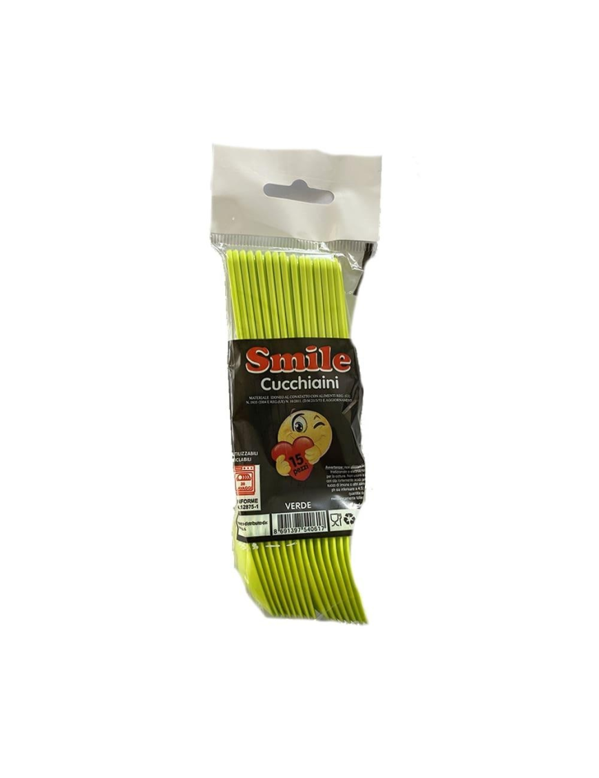 SMILE colore  VERDE CUCCHIAINI CONFEZIONE 15 PEZZI