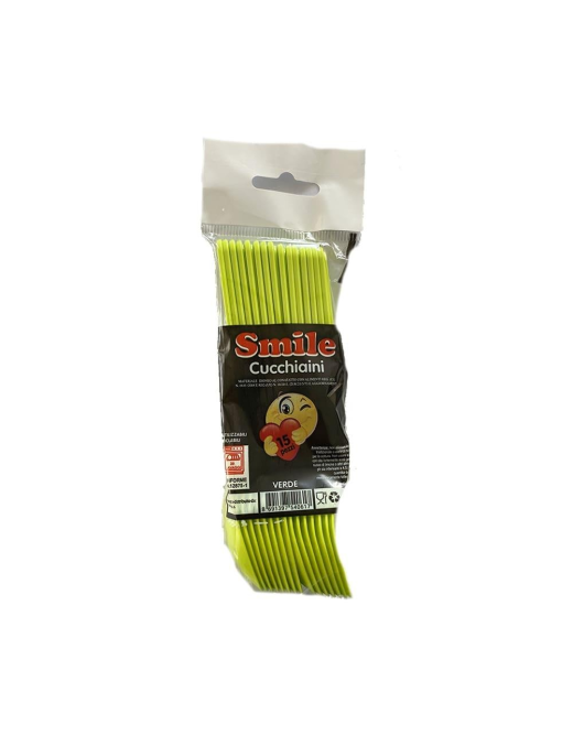 SMILE colore  VERDE CUCCHIAINI CONFEZIONE 15 PEZZI