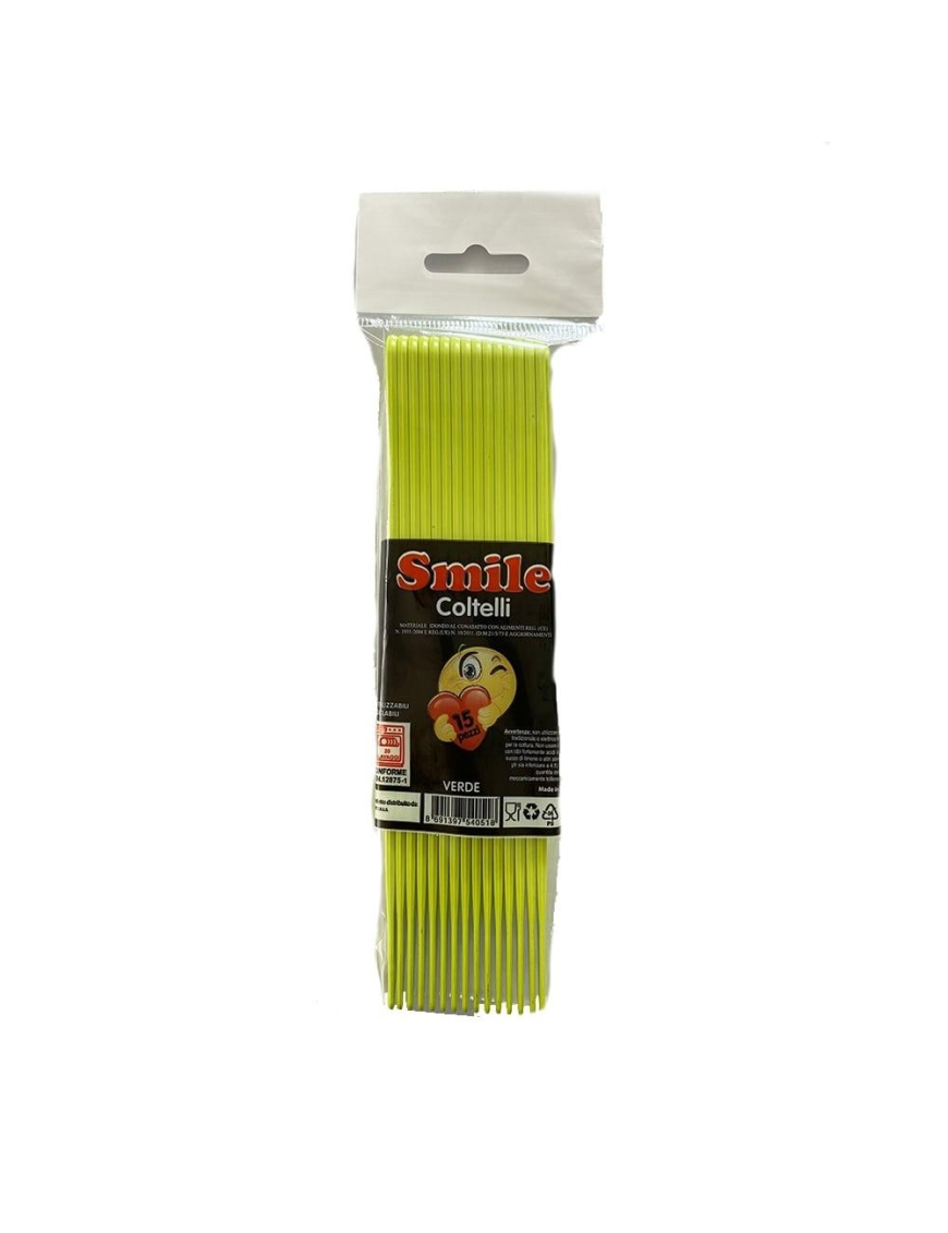 SMILE colore  VERDE COLTELLI CONFEZIONE 15 PEZZI