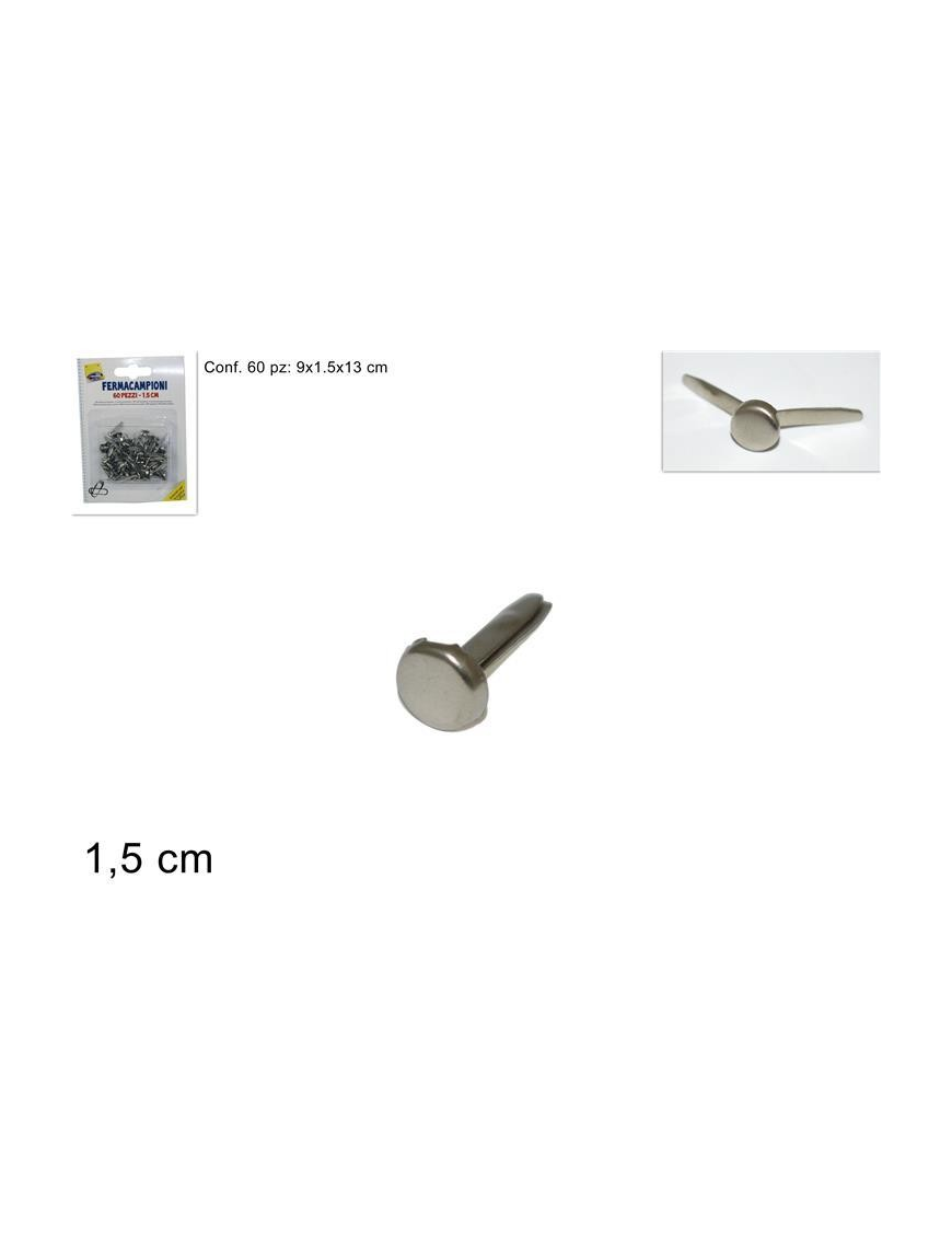 FERMACAMPIONI 60 PEZZI 1,5 CENTIMETRI SILVER