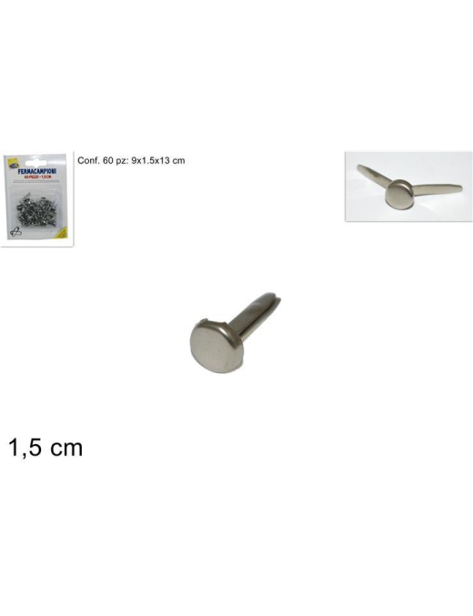 FERMACAMPIONI 60 PEZZI 1,5 CENTIMETRI SILVER