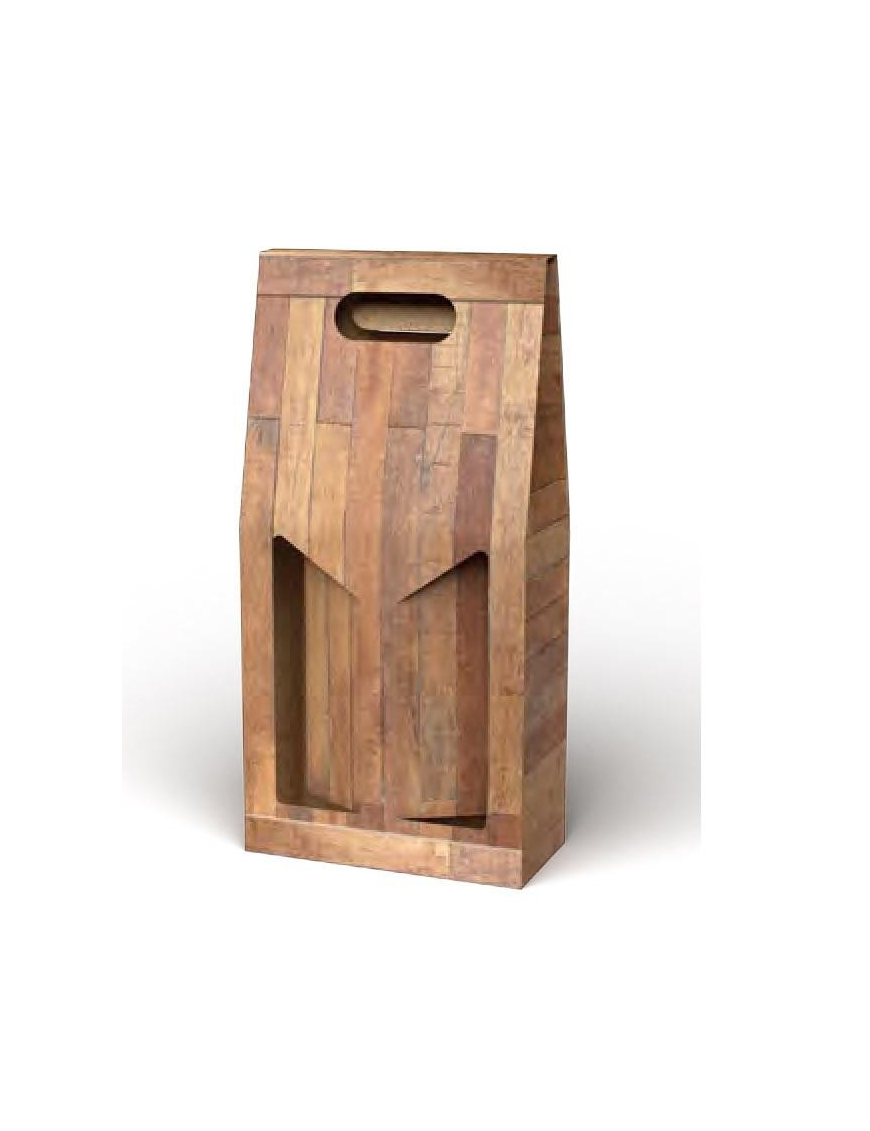TEAK BASKET 2 BOTTLES