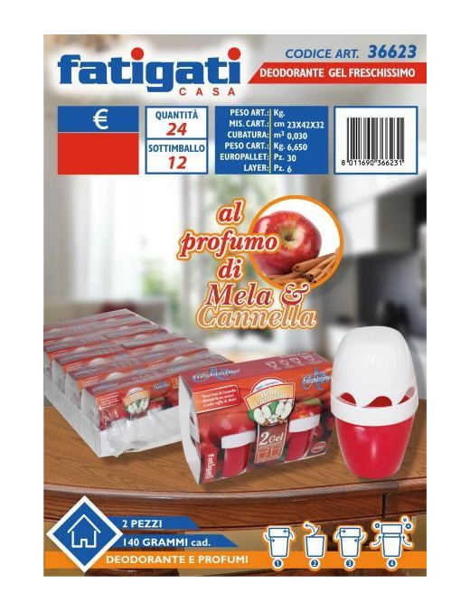 DEODORANTE GEL 140 GRAMMI 2 PEZZI MELA/CANNELLA