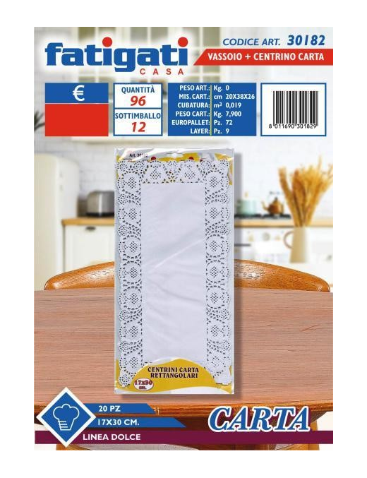 CENTRINO CARTA RETTANGOLARE 17x30 CENTIMETRI 20 PEZZI