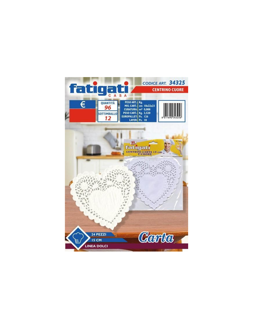 HEART PAPER DOILY 15 CENTIMETERS 24 PIECES