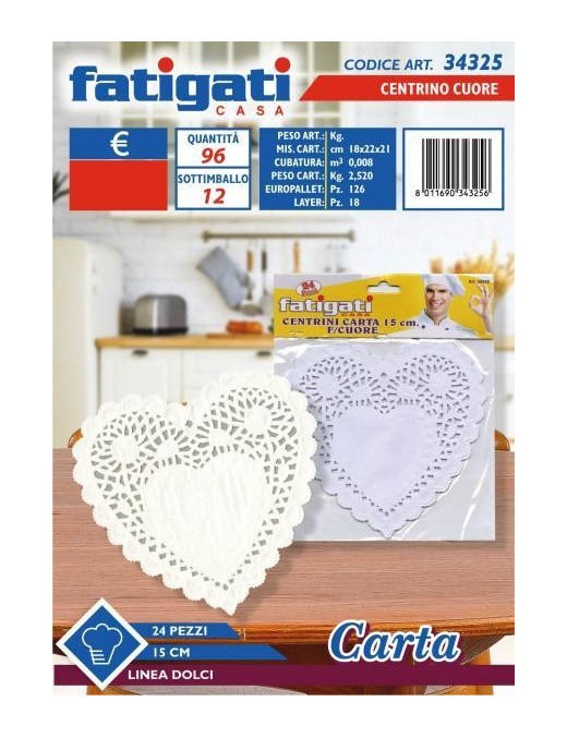 HEART PAPER DOILY 15 CENTIMETERS 24 PIECES