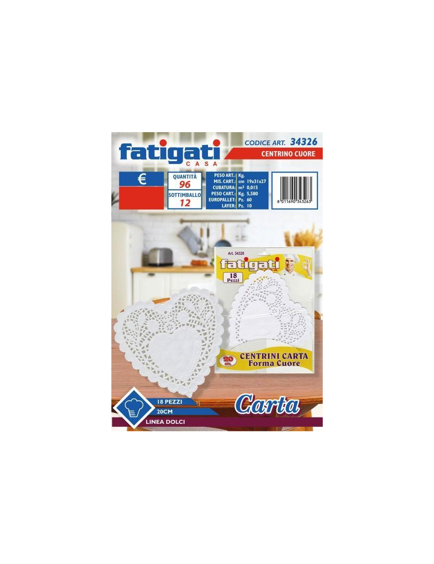 CENTRINO CARTA CUORE 20 CENTIMETRI 18 PEZZI
