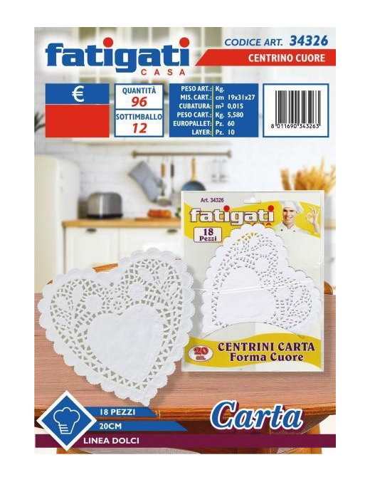 HEART PAPER DOILY 20 CENTIMETERS 18 PIECES