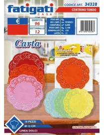 PAPER DOILY ASSORTED COLOR ROUND 12 CENTIMETERS 18 PIECES