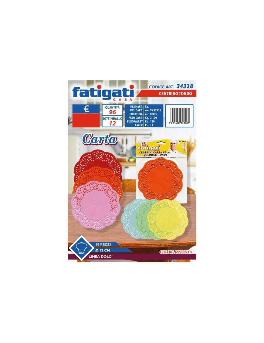 PAPER DOILY ASSORTED COLOR ROUND 12 CENTIMETERS 18 PIECES