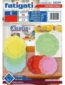 PAPER DOILY ASSORTED COLOR ROUND 15 CENTIMETERS 12 PIECES