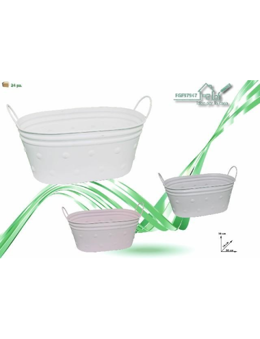 CLEAR TIN PLANT HOLDER 26x26x12 CENTIMETERS